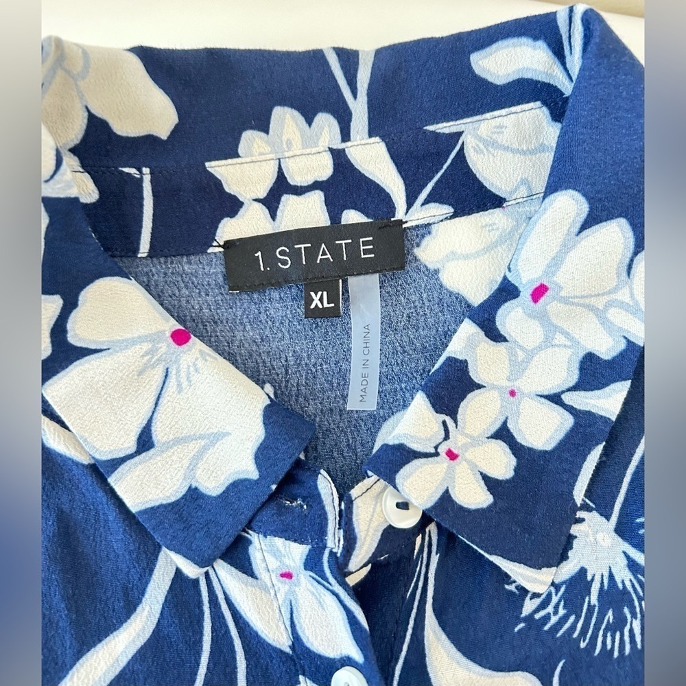 1 STATE SHIRT DRESS FLORAL PRINT TIE IN FRONT OR BACK. STYLISH, COMFORTABLE XL - Picture 8 of 12